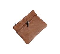 DEARMAMY Portefeuille Fin Unisexe en Cuir Marron avec Fermeture Éclair Porte-Cartes Mini Porte-Monnaie pour Un Usage Quotidien