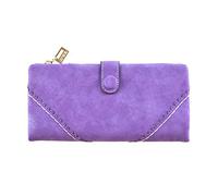 DEARMAMY Portefeuille Zippé à Boucle pour Femme Multi-Fonction Cuir PU Mat avec Dentelle Pratique Et Élégant Format Long pour Organisation Facile Couleur Violette