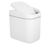 DEARMAMY Poubelle de Bureau Compacte avec Couvercle Mini Corbeille en Plastique Blanche Neige Poubelle de Table pour Bureau et Espace de Travail Gestion Facile des Déchets