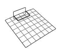 DEARMAMY Présentoir de Bureau en Grille Métallique 35x35 Cm Noir Pied Noir Petit, Panneau D’Affichage Multifonction pour Photos et Bijoux, Organiseur Mural Pratique pour Stand et