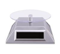 DEARMAMY Présentoir Solaire Rotatif 3 Niveaux Argenté Plateau Tournant 360° pour Bijoux Colliers Montres et Téléphones Recharge Solaire Continue Affichage Multi-Usage Écologique