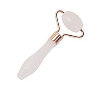 DEARMAMY Roller de Massage Visage Pierre de Jade Outil Beauté Portable pour Soin Peau Masseur Âge Blanc
