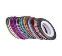 DEARMAMY Rubans Adhésifs Pour Ongles Nail Art 52 Pcs Couleurs Mixtes Ligne D'ongle Brillante Autocollant Pour Ongles Soi-même Décoration Manucure