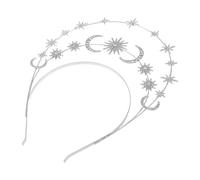 DEARMAMY Serrage-tête Étoile en Cristal Argenté à Triple Couche, Diadème Halo à Paillettes Lune, Bandeau Couronne de Déesse Nuptiale Élégant pour Mariage et Soirées, Accessoire Coiffure