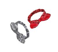 DEARMAMY Serrage-tête Oreilles De Lapin Rétro 2 Pièces Taille Unique Tissu Respirant Bandeaux Élastiques Pour Femmes Filles Sport Fête Usage Quotidien Rouge Blanc