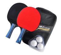 DEARMAMY Set de Raquettes de Tennis de Table Antidérapantes Double Face 2 Pagaies en Bois et PU 3 Balles Incluses pour Entraînement pour Débutants et Experts en Extérieur