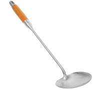 DEARMAMY Spatule en Acier Inoxydable avec Manche en Bois Thermorésistant, Cuillère à Mélanger Petite Taille, Ustensile Anti-brûlure pour Wok Cuisine Asiatique, Outil Professionnel