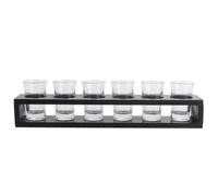 DEARMAMY Support de Rangement pour Verres Shooter Étagère, Noir | Verre et Bois, Trous de 3,8cm, Service Multi-coupes pour Bars, Fêtes et Maison