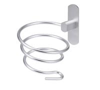 DEARMAMY Support Mural Aluminium pour Sèche-cheveux Porte Sèche-cheveux Métal Résistant Rangement Mural sans Perçage pour Salle de Bain Support Spirale et Antirouille Installation Facile