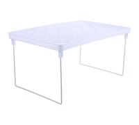DEARMAMY Support Pliable Blanc pour Bureau, Étagère de Rangement Robuste Surélevée, Meuble Pratique pour Organisation d'Articles Divers en Espace Professionnel