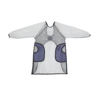 DEARMAMY Tablier Transparent et Dos en Maille en Pvc avec Manches Longues, 2 Poches pour Essuyer les Mains, Ajustement Flexible Cuisine et Vaisselle Unisexe