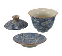 DEARMAMY Tasse à Thé Chinoise en Céramique Vintage avec Couvercle Bol de Cérémonie du Thé Individuel Porcelaine Artistique et Oolong