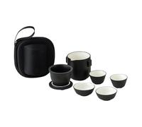 DEARMAMY Thé Chinois Kung Fu Portable avec Théière Céramique et Tasses Résistant Chaleur pour Voyage et Extérieur avec Étui de Rangement