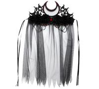 DEARMAMY voile de mariage halloween masque noir loup-garou squelette Décoration crane halloween crâne halloween Accessoire de costume accessoire de cheveux gothique voile de fête strass