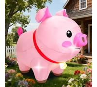 DearSun Décorations d'extérieur gonflables en forme de cochon avec lumières LED, joli cochon rose gonflable pour vacances, jardin, pelouse, ferme, décoration de fête sur le thème de la ferme