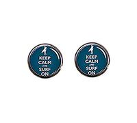 Death Devil Boutons de manchette avec image artistique, Keep Calm and Surf On, boutons de manchette Swmming - Boutons de manchette d'été - Hot Sun Surf Up - Boutons de manchette de plage, été chaud,