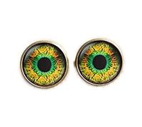 Death Devil Boutons de manchette en métal avec image de chat vert