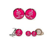 Death Devil Boutons de manchette « Keep Calm She Said Yes » - Cadeau de mariage - Cadeau pour homme d'honneur, Métal