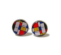 Death Devil Boutons de manchette Mondrian - Pour homme - Art - Boutons de manchette géométriques - Boutons de manchette pour homme - Cadeau pour lui - Accessoire de mariage -