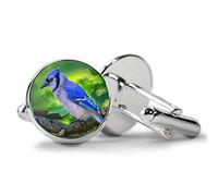 Death Devil Boutons de manchette motif geai bleu, Métal