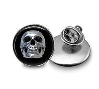 Death Devil Broche tête de mort tête de mort, Métal, Argent, Rétro