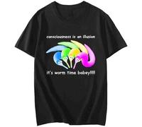 Death is Inevitable Magic Worm on A String Men Women T-Shirt Tee Shirt Pure Cotton Trend Casual Printing Tee Shirt Black Manches Courtes(Large)