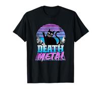 Death Metal Rétro Sunset Chat Synthwave Heavy Metal T-Shirt