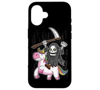 Death Metal Rock Music Rainbow Grim Reaper Riding Unicorn Coque pour iPhone 16