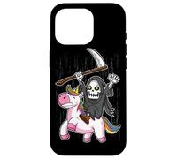 Death Metal Rock Music Rainbow Grim Reaper Riding Unicorn Coque pour iPhone 16 Pro