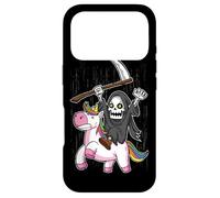 Death Metal Rock Music Rainbow Grim Reaper Riding Unicorn Coque pour iPhone 17 Pro