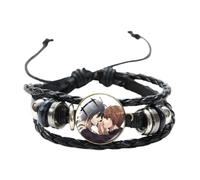 Death Note Bracelet en cuir léger Yagami L Ryuk Ryuuku Art Motif cabochon en verre Multirangs Bijoux Accessoires, 20 mm, Verre