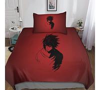 Death Note Housse De Couette 3D Parure De Lit pour Enfant Garçon Fille,2 Pièces Housses De Couette avec Fermeture Éclair Taies d'oreiller Housses De Couettes Microfibre Single（135x200cm）
