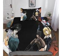 Death Note Housses De Couettes Parure De Lit pour Housse De Couette en Microfibre Douce avec Fermeture Éclair, 2 Pièces Housse De Couette Et Taie d'oreiller Single（135x200cm）
