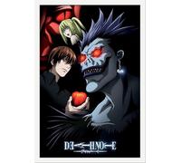 Death Note - Poster - Group + cadre amovible, Shinsuke® Maxi MDF blanc, vitre acrylique