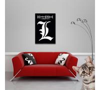 Death Note - Poster - L Symbol + 2 St Posterleisten Holz 61 cm natur