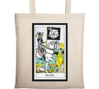 Death Tarot Card Art Logo Sac fourre-tout en coton écologique naturel Beige, beige, Taille unique