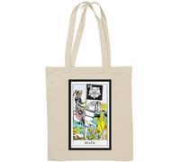 Death Tarot Card Art Logo Sac fourre-tout en coton naturel Blanc