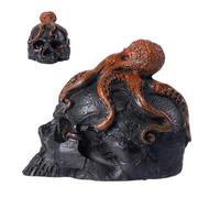 Death Whistle Self Defense Prank Tool for Outdoor Safety Halloween | Resin Skull Octopus Horn with Lanyard, Loud High Pitch Alarm Whistle for Camping Hiking Parties, 7,2 x 9,3 x 7,4 cm Black White