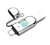 DEaThsalL Clé USB 64 Go, 128 Go, 256 Go, 512 Go avec chiffrement de données, jusqu'à 100 Mo/s en Lecture et 150 Mo/s en écriture, 10 Empreintes digitales autorisées 512GB