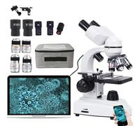 DEaThsalL Kit De Microscope Binoculaire Professionnel, HD 30000X / 50000X / 70000X, avec Oculaire éLectronique + Support pour TéLéPhone Portable, Objectif Achromatique 185,70000X