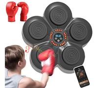 DEaThsalL Machine De Boxe Musicale, Cible De Boxe Murale De DéCompression à Domicile, Connexion Bluetooth, Charge De 400 Kg/Circulation Lumineuse, Son + Vitesse RéGlable,Machine+AdultGloves