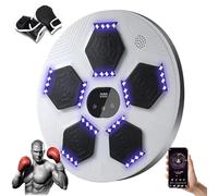 DEaThsalL Machine De Boxe Musicale, Machine De Boxe Murale avec LumièRe LED, Connexion Bluetooth, Vitesses/Modes RéGlables, pour L'EntraîNement des Adultes Et des Enfants,White