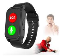 DEaThsalL Montre Connectée Senior Détecteur De Chute, Haut-Parleur De Haute Qualité Bracelet De Suivi De Santé étanche Bracelet De Positionnement Bouton Black