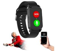DEaThsalL Montre pour Personne Agée Détecteur De Chute, Haut-Parleur De Haute Qualité Bracelet De Suivi De Santé étanche Bracelet De Positionnement Bouton Black
