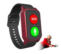 DEaThsalL Smartwatch Localisation GPS pour Seniors Notification de Chute, Haut-Parleur De Haute Qualité Bracelet De Suivi De Santé étanche Bracelet De Positionnement Bouton Red