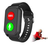 DEaThsalL Smartwatch Localisation GPS pour Seniors Notification de Chute, Haut-Parleur De Haute Qualité Bracelet De Suivi De Santé étanche Bracelet De Positionnement Bouton Black