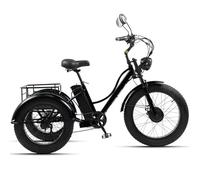 DEaThsalL Tricycle éLectrique à PéDales 24" pour Adulte pour Adultes et Personnes âgées Capacité De Charge 200 Kg Hauteur RéGlable SièGe Souple en PP pour Les achats Lourds Black