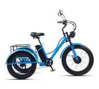 DEaThsalL Tricycle éLectrique à PéDales 24" pour Adulte pour Adultes et Personnes âgées Capacité De Charge 200 Kg Hauteur RéGlable SièGe Souple en PP pour Les achats Lourds Blue