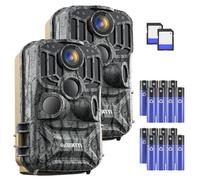 DEATTI 2Pcs Camera de Chasse Connectée Telephone, 4K 48MP HD Camera Chasse, WiFi Camera Infrarouge Vision Nocturne Animaux Caméra Piege Photographique, 120°/IP66, Carte 32GB et Piles 8X Incluses