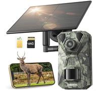 DEATTI 4G LTE Camera de Chasse Connectée Telephone, 2.7K HD Camera Chasse Solaire avec Carte SIM Préinstallé, Camera Vision Nocturne Animaux, Etanche IP66, Carte SD de 64 Go et Batterie de 7800mAh
